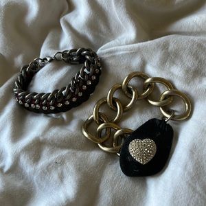 RARE Y2K Vintage Chunky Free People Boho Chain Rhinestone Bracelets Lot of 2